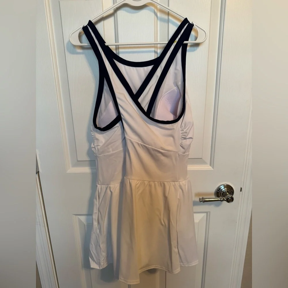 Lands' End Women’s Swimsuit Dress White & Navy Blue 20W